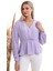 20333307 Dok.viskon Kruvaze Yaka Uzun Kol Bluz Lila 3