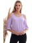 20333451 Ayrobin Omuzu Açık Beli Lastikli Kısa Kol Bluz Lila 3