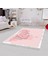 Dekoratif Özel Tasarım Pamuklu Dokuma Taban Yumuşak Dokulu Çocuk Halısı Pembe - Beyaz 80 x 120 cm 1
