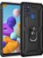 Samsung Galaxy A21S Kılıf Çift Katmanlı Yüzüklü Manyetik Vega Kapak Siyah + Tam Kaplayan 6D Nano Ekran Koruyucu 1