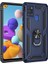 Samsung Galaxy A21S Kılıf Çift Katmanlı Yüzüklü Manyetik Vega Kapak Lacivert + Tam Kaplayan 6D Nano Ekran Koruyucu 1