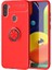 Samsung Galaxy M11/A11 Kılıf Ultra Korumalı Yüzüklü Manyetik Ravel Silikon Kırmızı + Cam Ekran Koruyucu 1