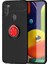 Samsung Galaxy M11/A11 Kılıf Ultra Korumalı Yüzüklü Manyetik Ravel Silikon Siyah Kırmızı 1