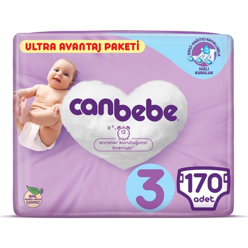 Canbebe Bebek Bezi Ultra Avantaj Paketi 3 Beden 170 Adet Fiyatı