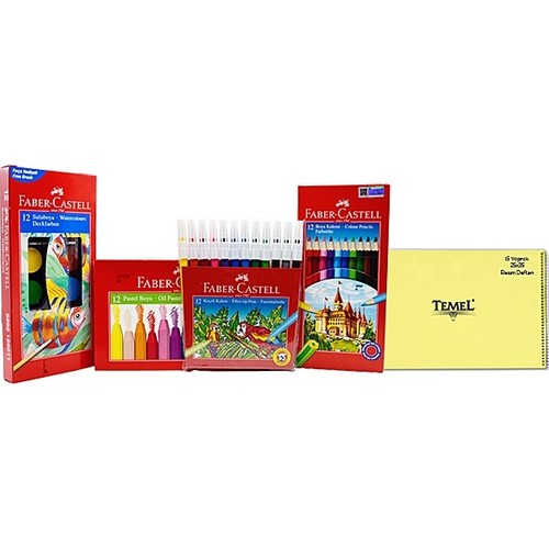 Faber-Castell 4'lü Boya Seti + Resim Defteri