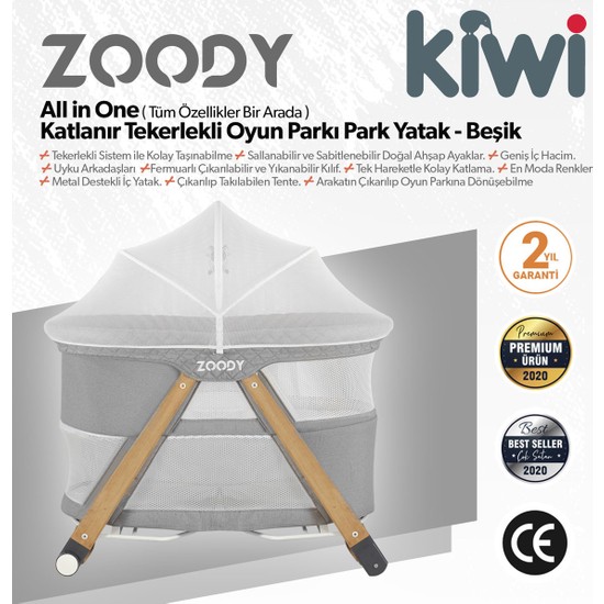 Kiwi Zoody 3 In 1 Bebek Beşiği Oyun Parkı ve Park Yatak Fiyatı
