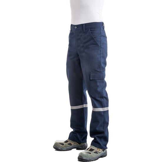 Çamdalı İş Elbiseleri 7/7 Gabardin Kışlık Lacivert İşçi Pantolonu Kalın Reflektörlü İş Pantolonu L