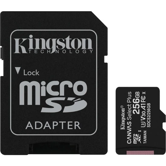 Kingston Canvas Select Plus 256GB 100MB/s SDCS2/256GB A1 C10 Micro SD Kart