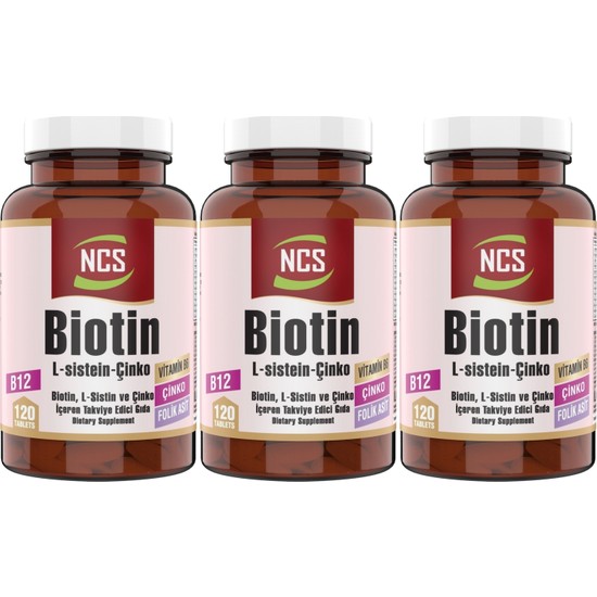 Ncs Biotin L Sistein Çinko 3 Kutu 360 Tablet Fiyatı 