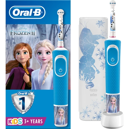 Oral-B Çocuklar İçin Şarj Edilebilir Diş Fırçası D100 Vitality Frozen Özel Seri + Seyahat Kabı