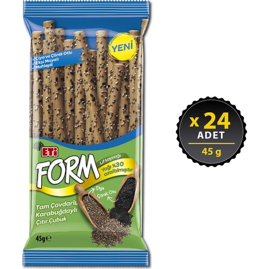 Eti Form Tam Çavdarlı Karabuğdaylı Çıtır Çubuk Kraker 45 g x Fiyatı