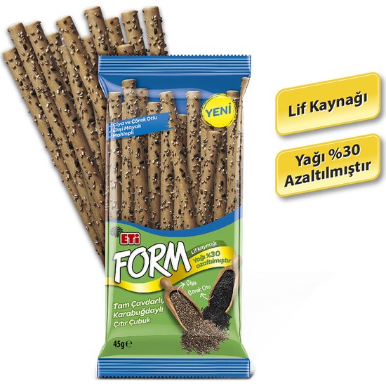 Eti Form Tam Çavdarlı Karabuğdaylı Çıtır Çubuk Kraker 45 g x Fiyatı