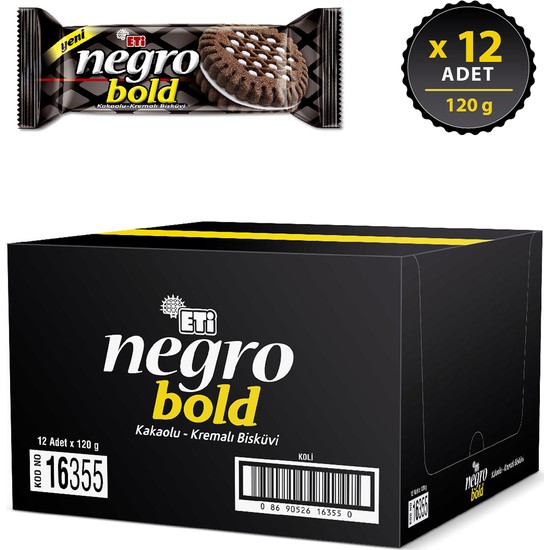 Eti Negro Bold Kakaolu Kremalı Bisküvi 120 g x 12 Adet Fiyatı