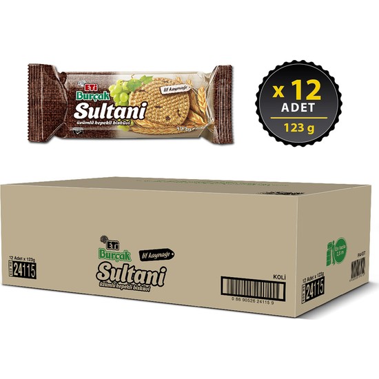 Eti Burçak Sultani Bisküvi 123 g x 12 Adet Fiyatı