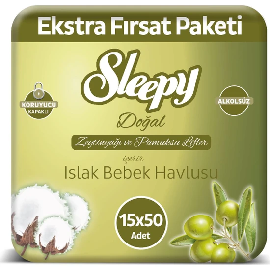 Sleepy Zeytinyağı Islak Havlu 15 X 50'Lİ