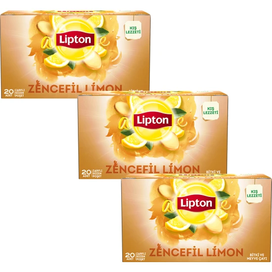 Lipton Bardak Poşet Bitki Ve Meyve Çayı Zencefil Limon 20'Li x 3 Adet