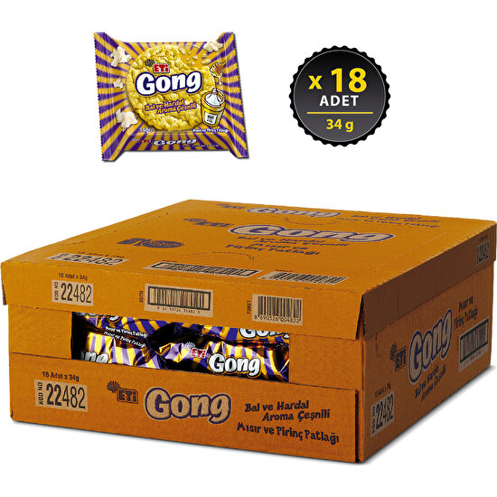 Eti Gong Ballı Hardallı Mısır ve Pirinç Patlağı 34 g x 18 Fiyatı