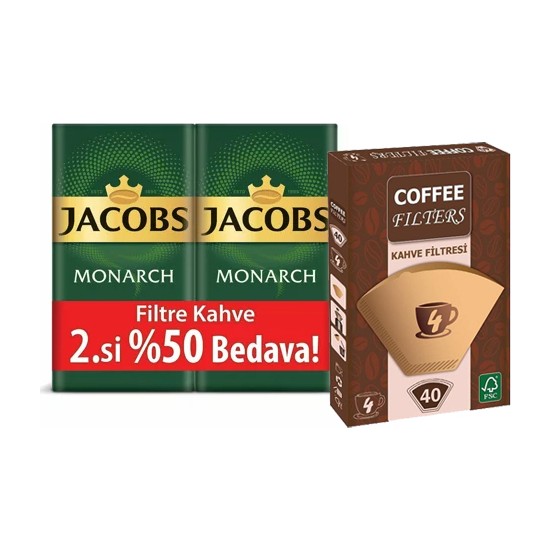 Jacobs Monarch Filtre Kahve 500 gr + 500 gr + Filtre Kağıdı Fiyatı