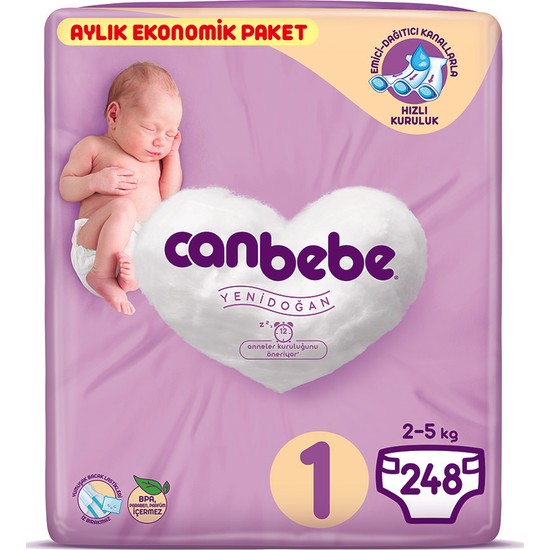 Canbebe Bebek Bezi 1 Beden Yeni Doğan Aylık Ekonomik Paket Fiyatı