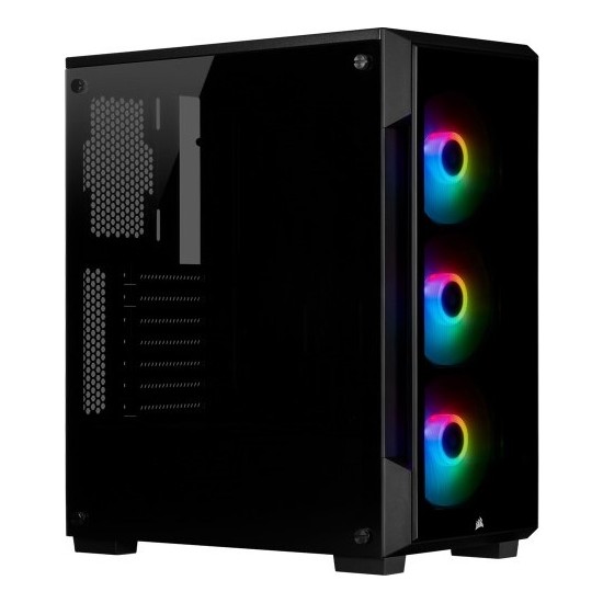 CORSAIR CC-9011190-WW İCUE 220T RGB CAM ÖN PANEL TEMPERLİ CAM YAN PANEL MİD TOWER OYUNCU BİLGİSAYAR KASASI, SİYAH