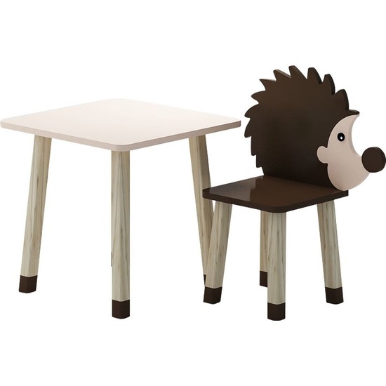 Odun Concept Ahşap Çocuk Oyun ve Aktivite Masa Sandalye Takımı Kirpi Ahşap