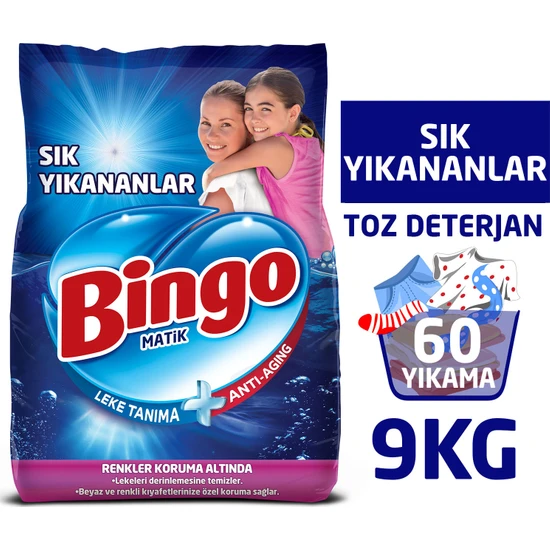 Bingo Toz Çamaşır Deterjanı Sık Yıkananlar 9 Kg