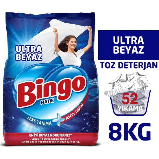 Bingo Matik Toz Çamaşır Deterjanı 4 kg Ultra Beyaz 2'li