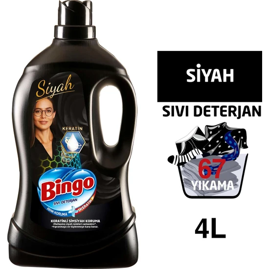 Bingo Siyah Sıvı Bakım Çamaşır Deterjanı 4 L