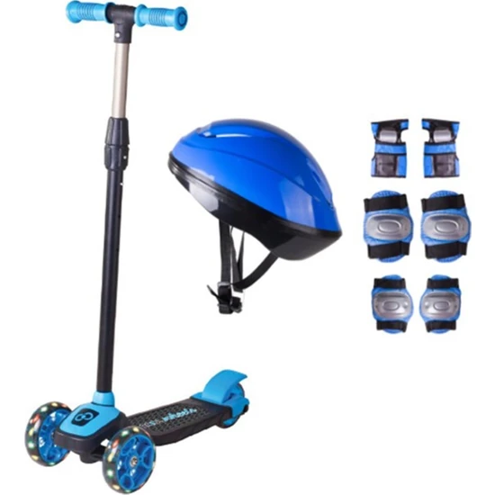 Cool Wheels Mavi Twist Işıklı Scooter Kask Seti