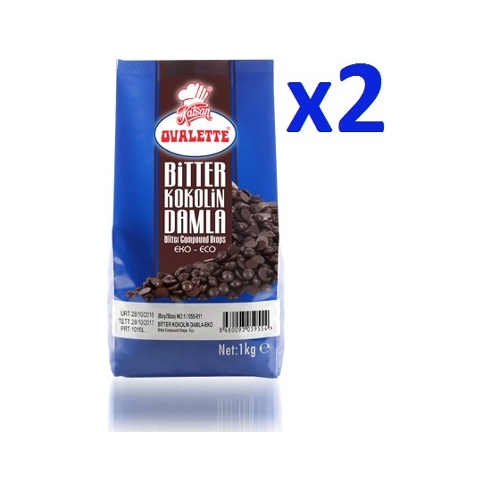 Ovalette Bitter Kokolin Damla Çikolata 1 kg 2'li Fiyatı