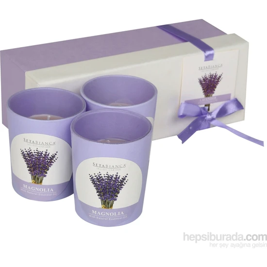 Hepsi Dahice Setabianca Aroma Mum Kokulu Cam Kutu 3'Lü Lavender