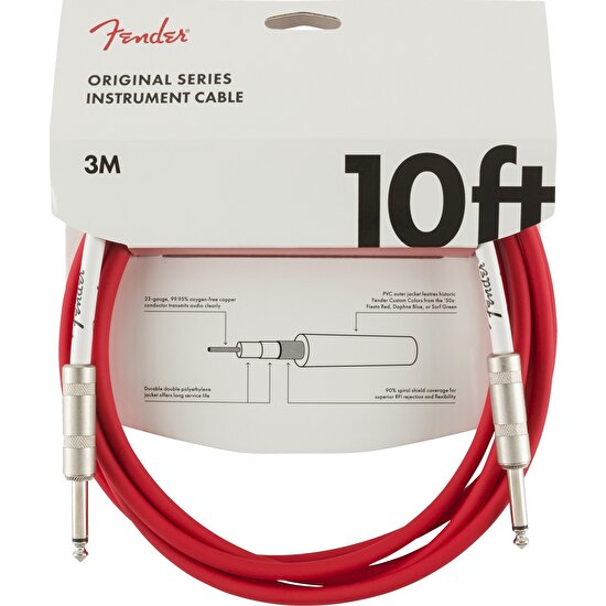 Fender Original Series Instrument Cables 3 Metre - Fiesta Red Enstrüman Kablosu
