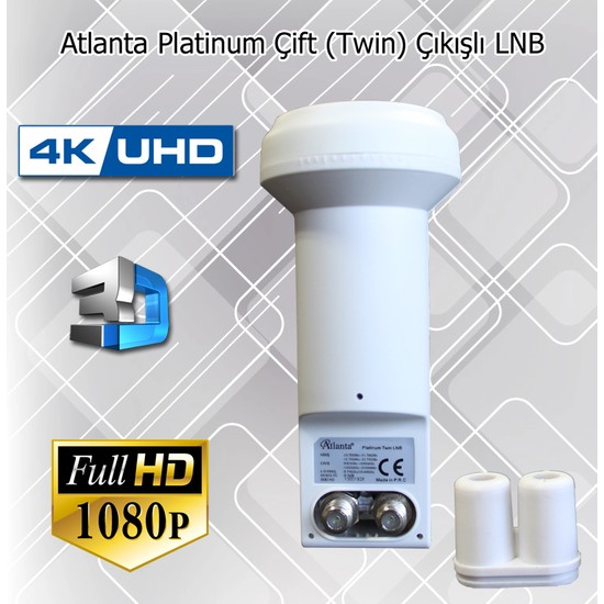 Atlanta Platinum Twin Çiftli Çift Çıkışlı 4K Full HD LNB (İki Ayrı Uydu Alıcısında Kullanım)