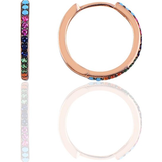 Söğütlü Si̇lver Gümüş 17 mm Gökkuşağı Modeli Tamtur Halka Küpe