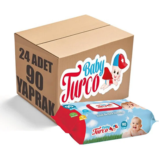 Baby Turco Islak Havlu Mendil Klasik 90 Yaprak 24 Paket Plastik Kapaklı