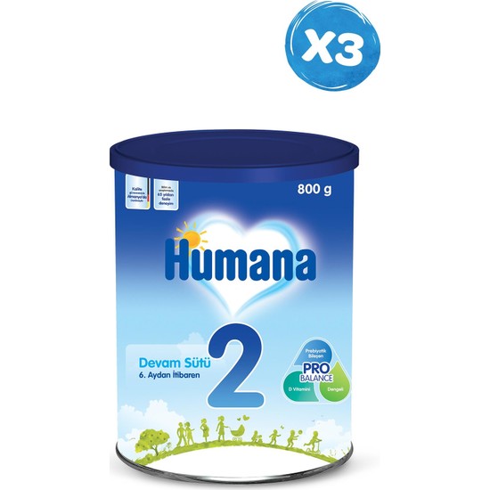 Humana 2 Bebek Maması Metal Kutu 800 gr x 3 Adet Fiyatı