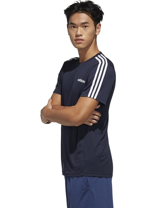 Navy-White adidas Mens Designed 2 Move 3-Stripes T-Shirt - Get The Label