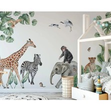 Kt Grup Safari Hayvanları ve Tropikal Yapraklar Xxl Duvar Sticker Seti