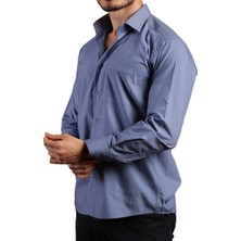 Dicotto Indigo Büyük Beden Rahat Kesim Cepli Uzun Kol Regular Fit Erkek Gömlek  - 150-15