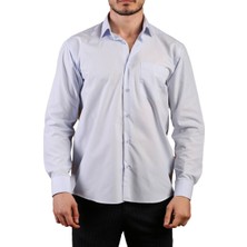 Dicotto Açık Mavi Büyük Beden Rahat Kesim Cepli Uzun Kol Regular Fit Erkek Gömlek  - 150-3