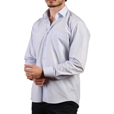 Dicotto Açık Mavi Büyük Beden Rahat Kesim Cepli Uzun Kol Regular Fit Erkek Gömlek  - 150-3