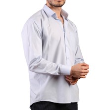 Dicotto Açık Mavi Büyük Beden Rahat Kesim Cepli Uzun Kol Regular Fit Erkek Gömlek  - 150-3