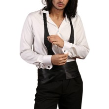 Dicotto Krem Ekstra Uzun Kol 8 Drop Damatlık Ata Yaka Kol Düğmeli Slim Fit Smokin Gömlek - 014