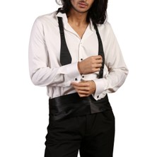 Dicotto Krem Ekstra Uzun Kol 8 Drop Damatlık Ata Yaka Kol Düğmeli Slim Fit Smokin Gömlek - 014