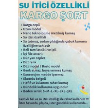 Miami Beach Saks Kargo Cepli Uzun Model Su Itici Özellikli Düz Renk Erkek Plaj Deniz Şort - 444-SAKS