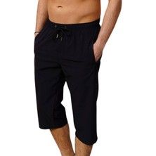 Miami Beach Siyah Diz Altı Uzun Model Su Itici Özellikli Likralı Esnek Kumaş Erkek Plaj Deniz Kapri Şort - 941-SIYAH