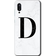Gramaphone Galaxy A02 Kılıf Hd Desen Baskılı Arka Kapak - Beyaz Mermer Desenli D Harfi