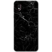 Gramaphone Galaxy A01 Core Kılıf Hd Desen Baskılı Arka Kapak - Siyah Mermer