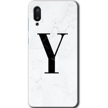 Gramaphone Galaxy A02 Kılıf Hd Desen Baskılı Arka Kapak - Beyaz Mermer Desenli Y Harfi