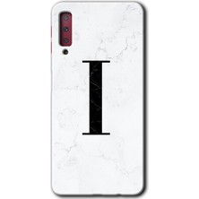 Gramaphone Galaxy A7 2018 Kılıf Hd Desen Baskılı Arka Kapak - Beyaz Mermer Desenli I Harfi